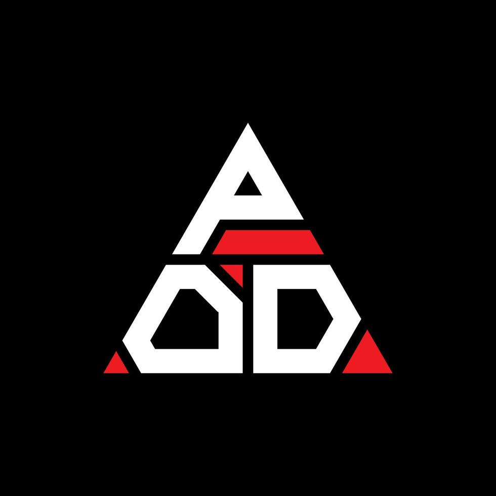 pod driehoek brief logo ontwerp met driehoekige vorm. pod driehoek logo ontwerp monogram. pod driehoek vector logo sjabloon met rode kleur. pod driehoekig logo eenvoudig, elegant en luxueus logo.