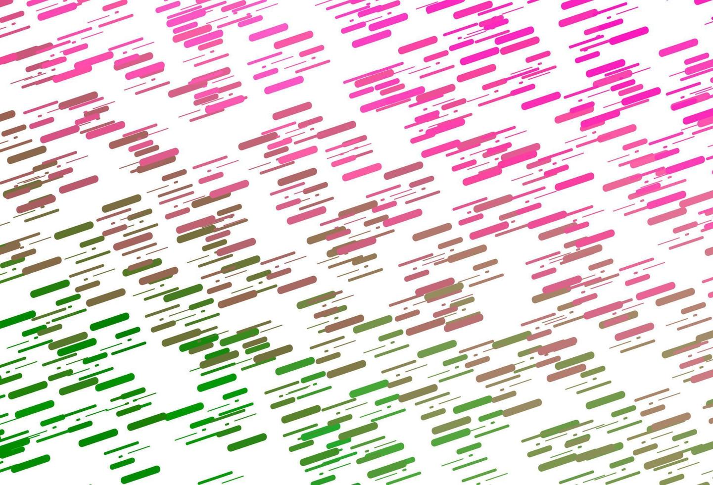lichtroze, groene vectorachtergrond met lange lijnen. vector