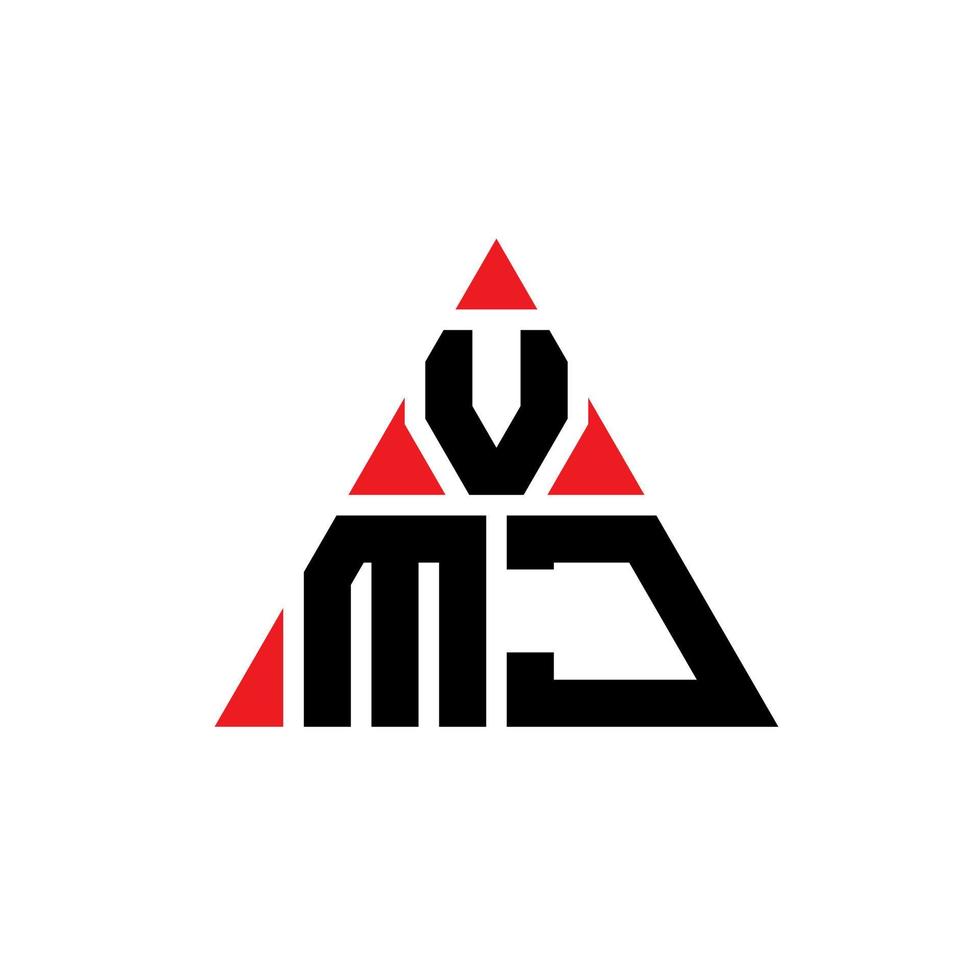 vmj driehoek brief logo ontwerp met driehoekige vorm. vmj driehoek logo ontwerp monogram. vmj driehoek vector logo sjabloon met rode kleur. vmj driehoekig logo eenvoudig, elegant en luxueus logo.