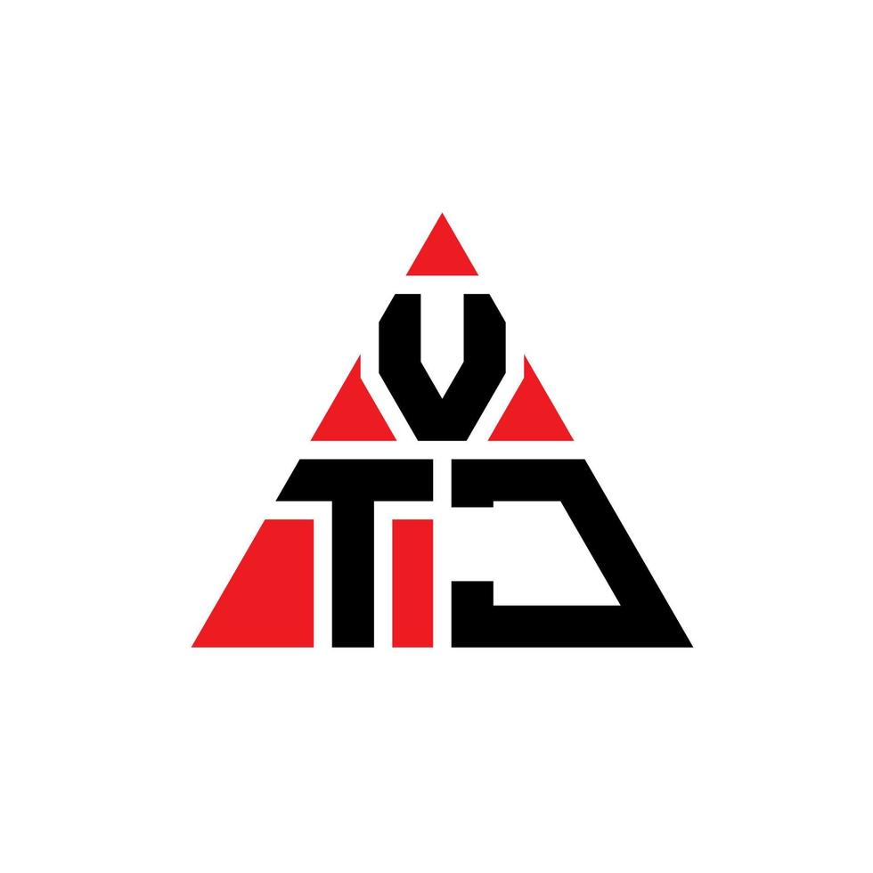 vtj driehoek brief logo ontwerp met driehoekige vorm. vtj driehoek logo ontwerp monogram. vtj driehoek vector logo sjabloon met rode kleur. vtj driehoekig logo eenvoudig, elegant en luxueus logo.