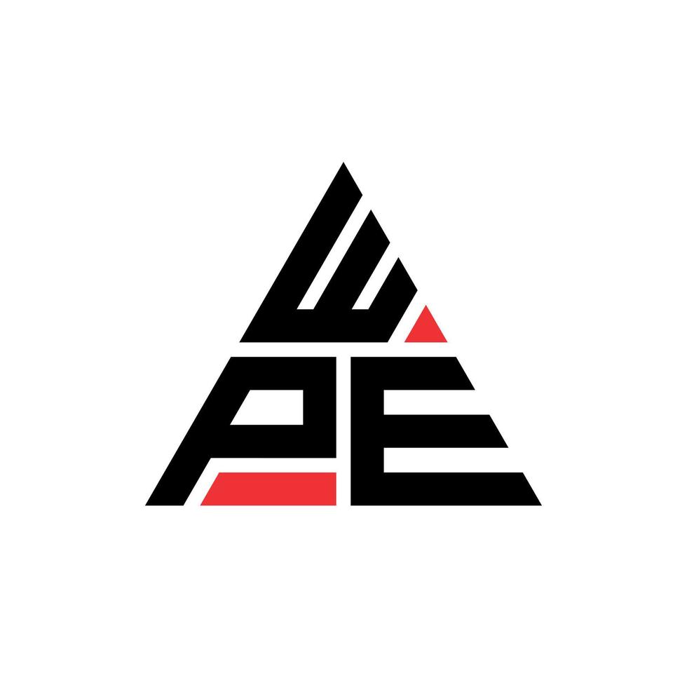 wpe driehoek brief logo ontwerp met driehoekige vorm. wpe driehoek logo ontwerp monogram. wpe driehoek vector logo sjabloon met rode kleur. wpe driehoekig logo eenvoudig, elegant en luxueus logo.