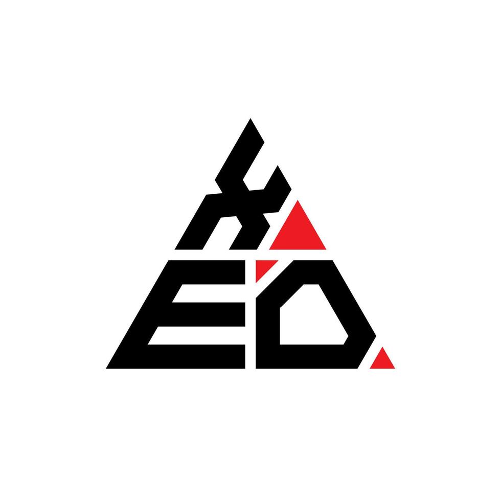xeo driehoek brief logo ontwerp met driehoekige vorm. xeo driehoek logo ontwerp monogram. xeo driehoek vector logo sjabloon met rode kleur. xeo driehoekig logo eenvoudig, elegant en luxueus logo.