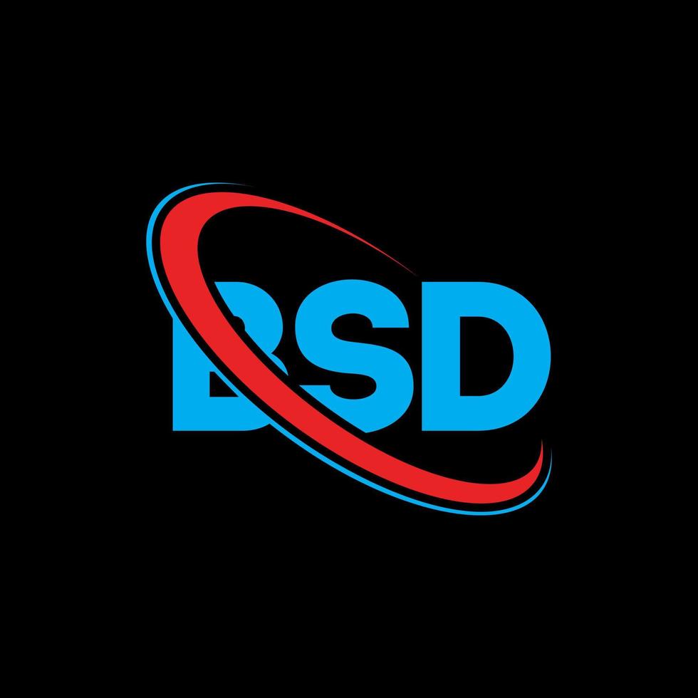 bsd-logo. bsd brief. bsd brief logo ontwerp. initialen bsd-logo gekoppeld aan cirkel en monogram-logo in hoofdletters. bsd typografie voor technologie, zaken en onroerend goed merk. vector