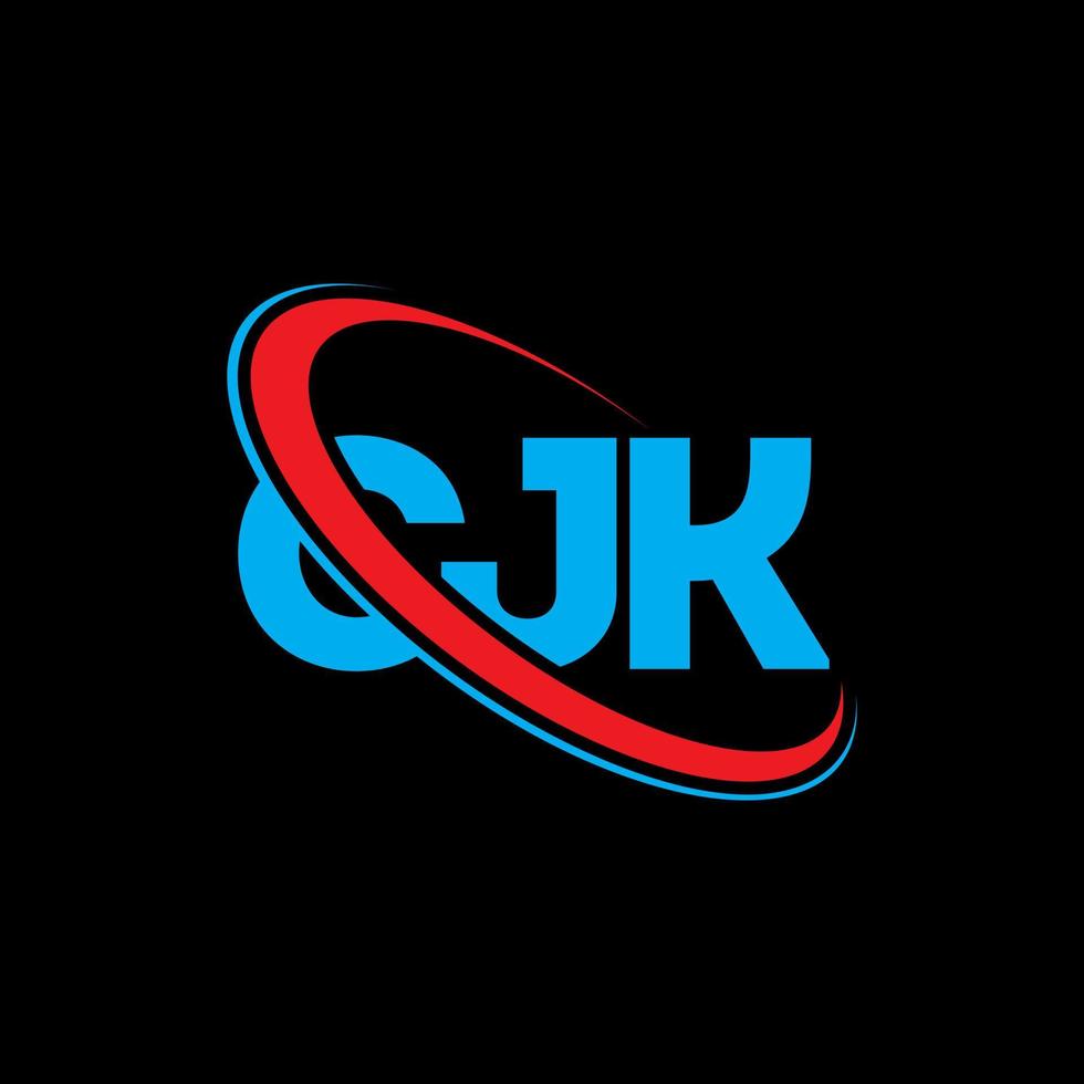 cjk-logo. cjk brief. cjk brief logo ontwerp. initialen cjk-logo gekoppeld aan cirkel en monogram-logo in hoofdletters. cjk typografie voor technologie, zaken en onroerend goed merk. vector