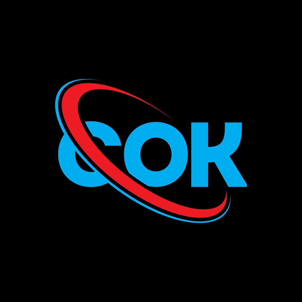 cok-logo. coca brief. cok brief logo ontwerp. initialen cok logo gekoppeld aan cirkel en hoofdletter monogram logo. cok typografie voor technologie, business en onroerend goed merk. vector