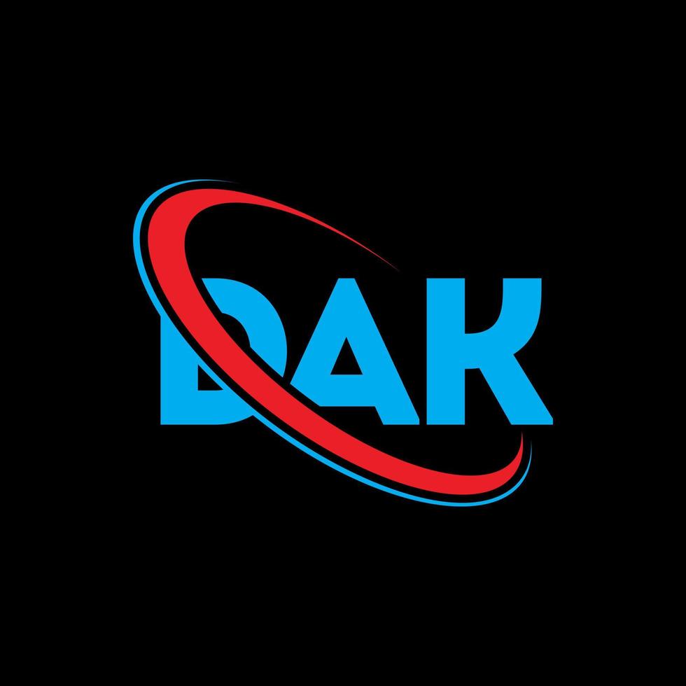 dak logo. dak brief. dak brief logo ontwerp. initialen dak logo gekoppeld aan cirkel en hoofdletter monogram logo. dak typografie voor technologie, business en onroerend goed merk. vector