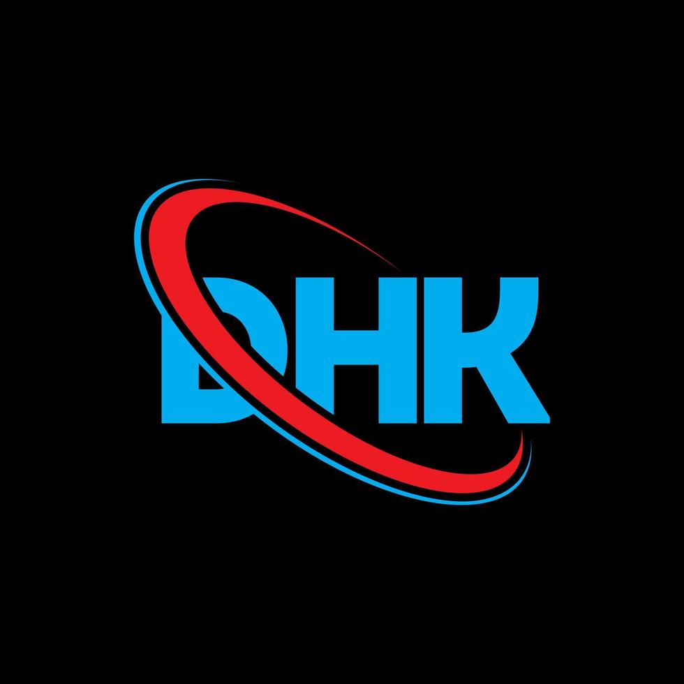 dhk-logo. dhk brief. dhk brief logo ontwerp. initialen dhk-logo gekoppeld aan cirkel en monogram-logo in hoofdletters. dhk typografie voor technologie, zaken en onroerend goed merk. vector