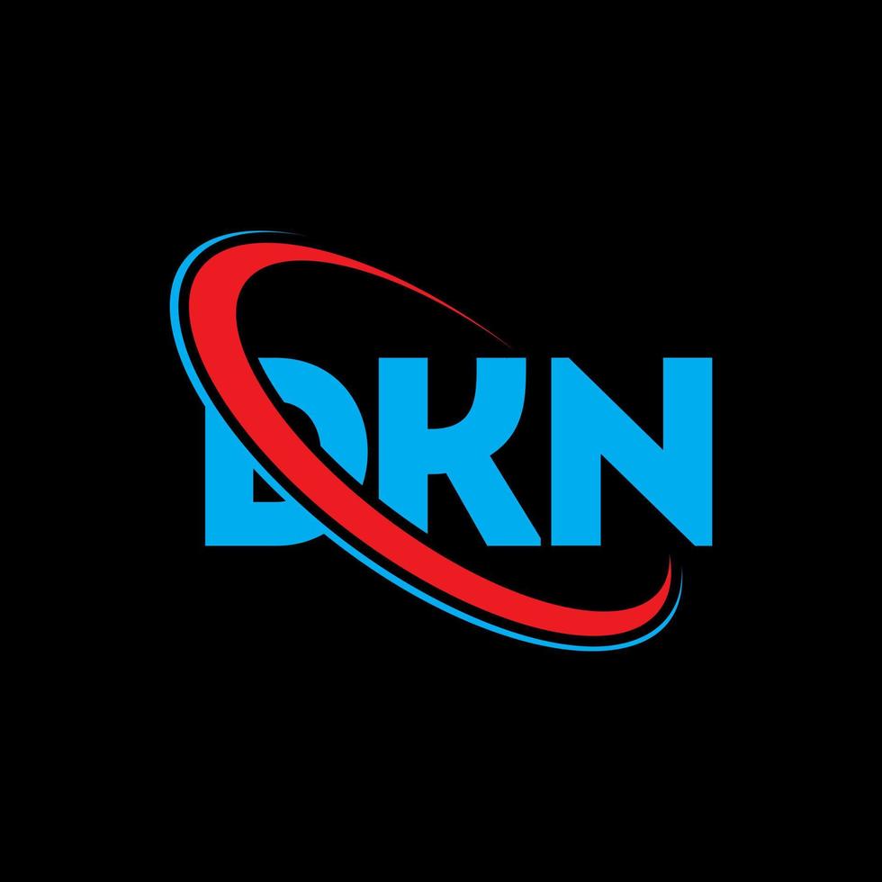 dkn-logo. dkn brief. dkn brief logo ontwerp. initialen dkn-logo gekoppeld aan cirkel en monogram-logo in hoofdletters. dkn typografie voor technologie, zaken en onroerend goed merk. vector