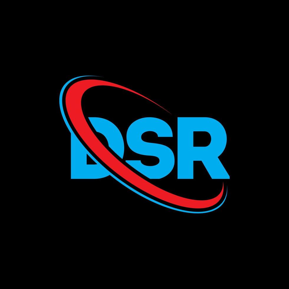 dsr-logo. dsr brief. dsr brief logo ontwerp. initialen dsr-logo gekoppeld aan cirkel en monogram-logo in hoofdletters. dsr-typografie voor technologie, zaken en onroerend goed merk. vector