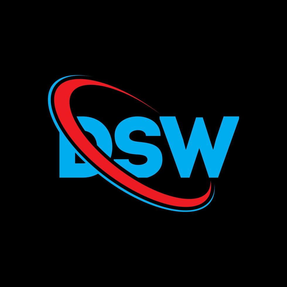 dsw-logo. dsw brief. dsw brief logo ontwerp. initialen dsw-logo gekoppeld aan cirkel en monogram-logo in hoofdletters. dsw typografie voor technologie, zaken en onroerend goed merk. vector