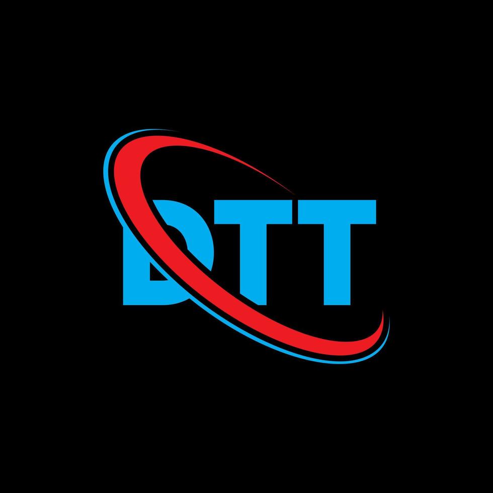 dtt-logo. dd brief. dtt brief logo ontwerp. initialen dtt-logo gekoppeld aan cirkel en monogram-logo in hoofdletters. dtt-typografie voor technologie, zaken en onroerend goed merk. vector