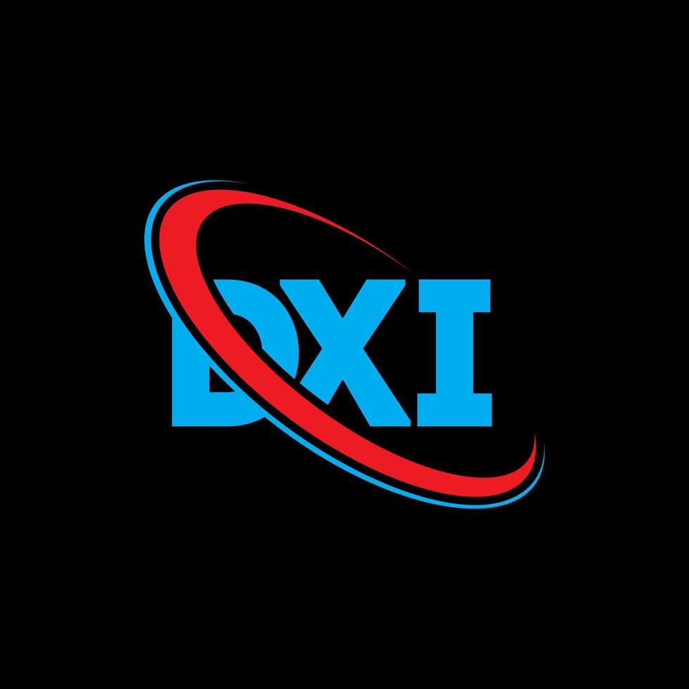 dxi-logo. dxi brief. dxi brief logo ontwerp. initialen dxi-logo gekoppeld aan cirkel en monogram-logo in hoofdletters. dxi typografie voor technologie, zaken en onroerend goed merk. vector
