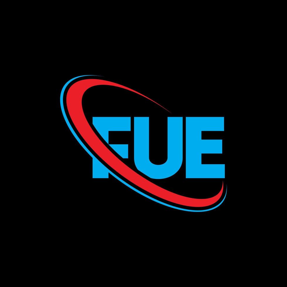 fue-logo. fu brief. fue brief logo ontwerp. initialen fue logo gekoppeld aan cirkel en hoofdletter monogram logo. fue typografie voor technologie, zaken en onroerend goed merk. vector