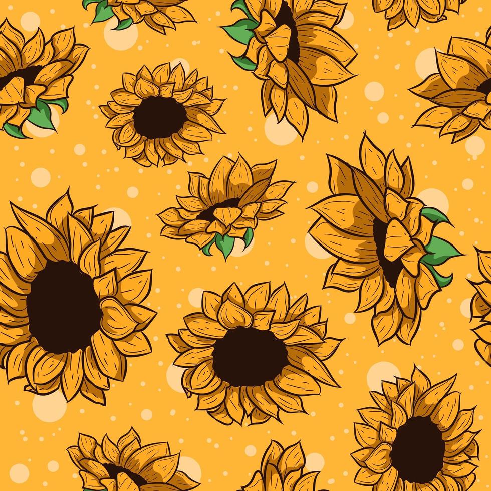 geel zonnebloemen herhalend patroon vector