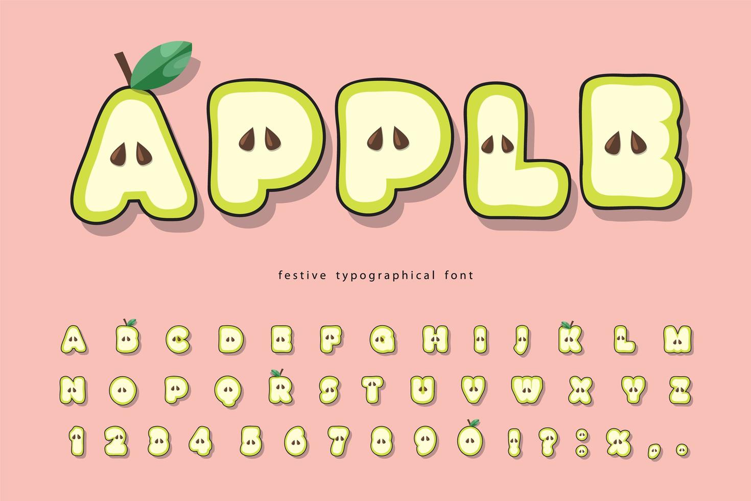schattig zomer appel lettertype vector