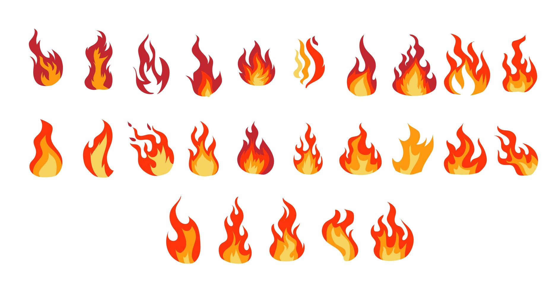 brand vlammen cartoon set vector
