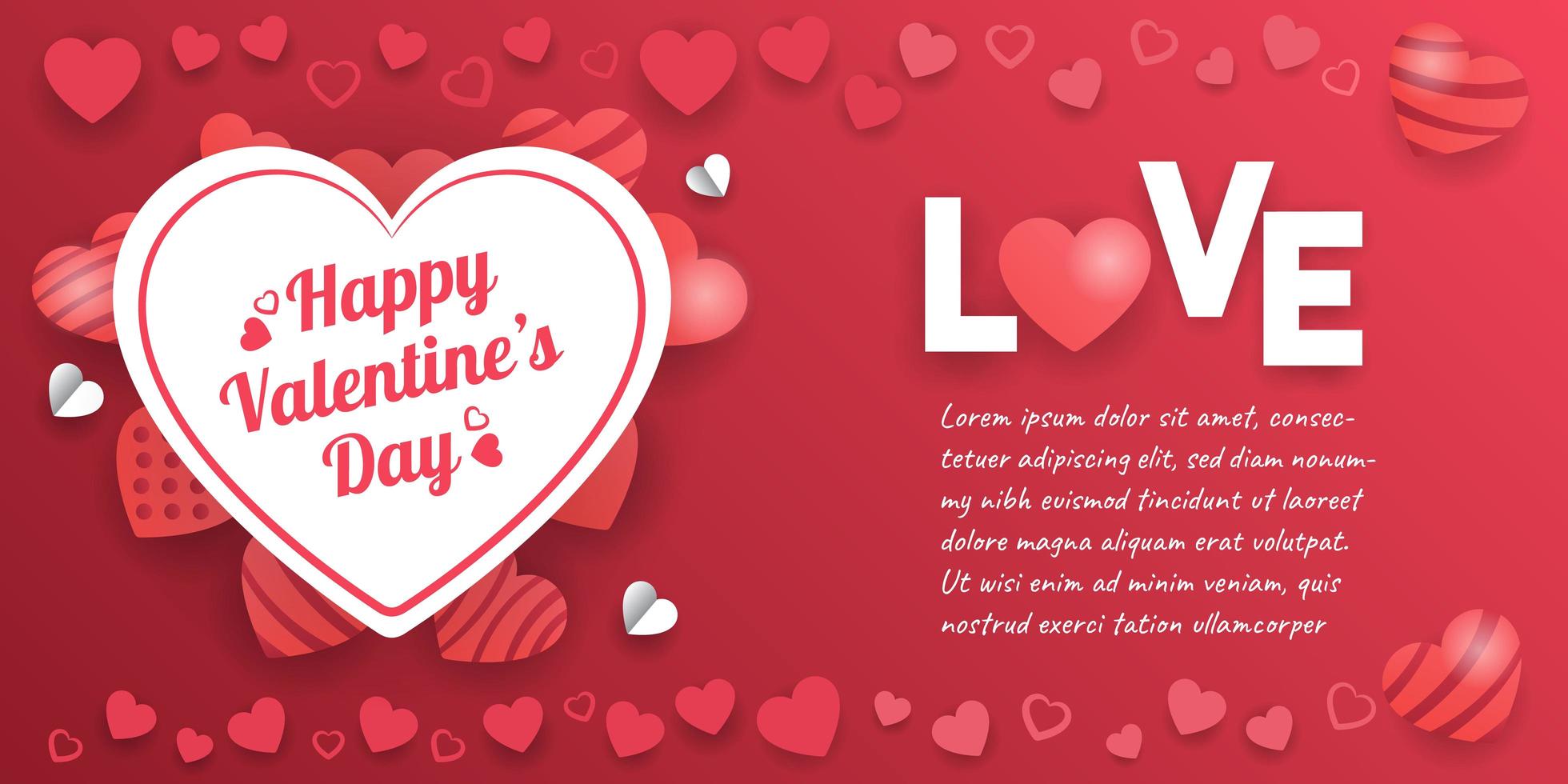 Valentijnsdag banner met hart decoraties vector