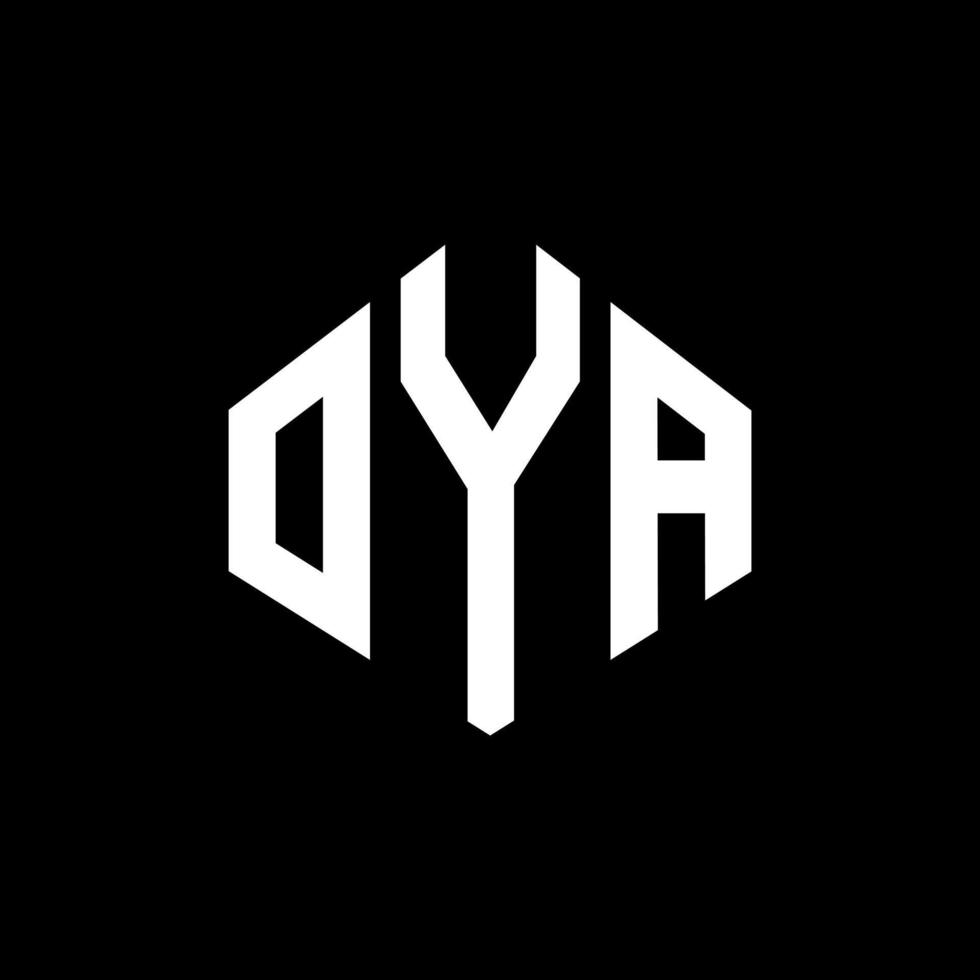 oya letter logo-ontwerp met veelhoekvorm. oya veelhoek en kubusvorm logo-ontwerp. oya zeshoek vector logo sjabloon witte en zwarte kleuren. oya monogram, business en onroerend goed logo.