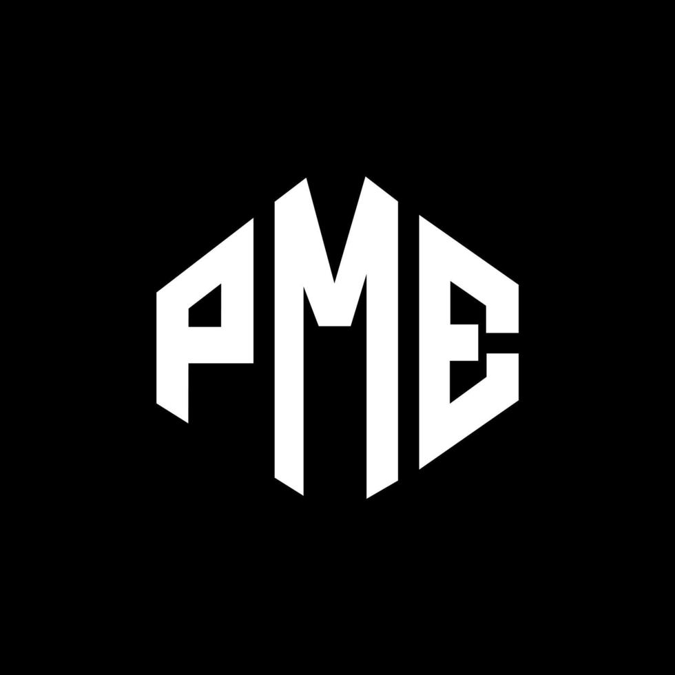 pme letter logo-ontwerp met veelhoekvorm. pme veelhoek en kubusvorm logo-ontwerp. pme zeshoek vector logo sjabloon witte en zwarte kleuren. pme-monogram, bedrijfs- en onroerendgoedlogo.