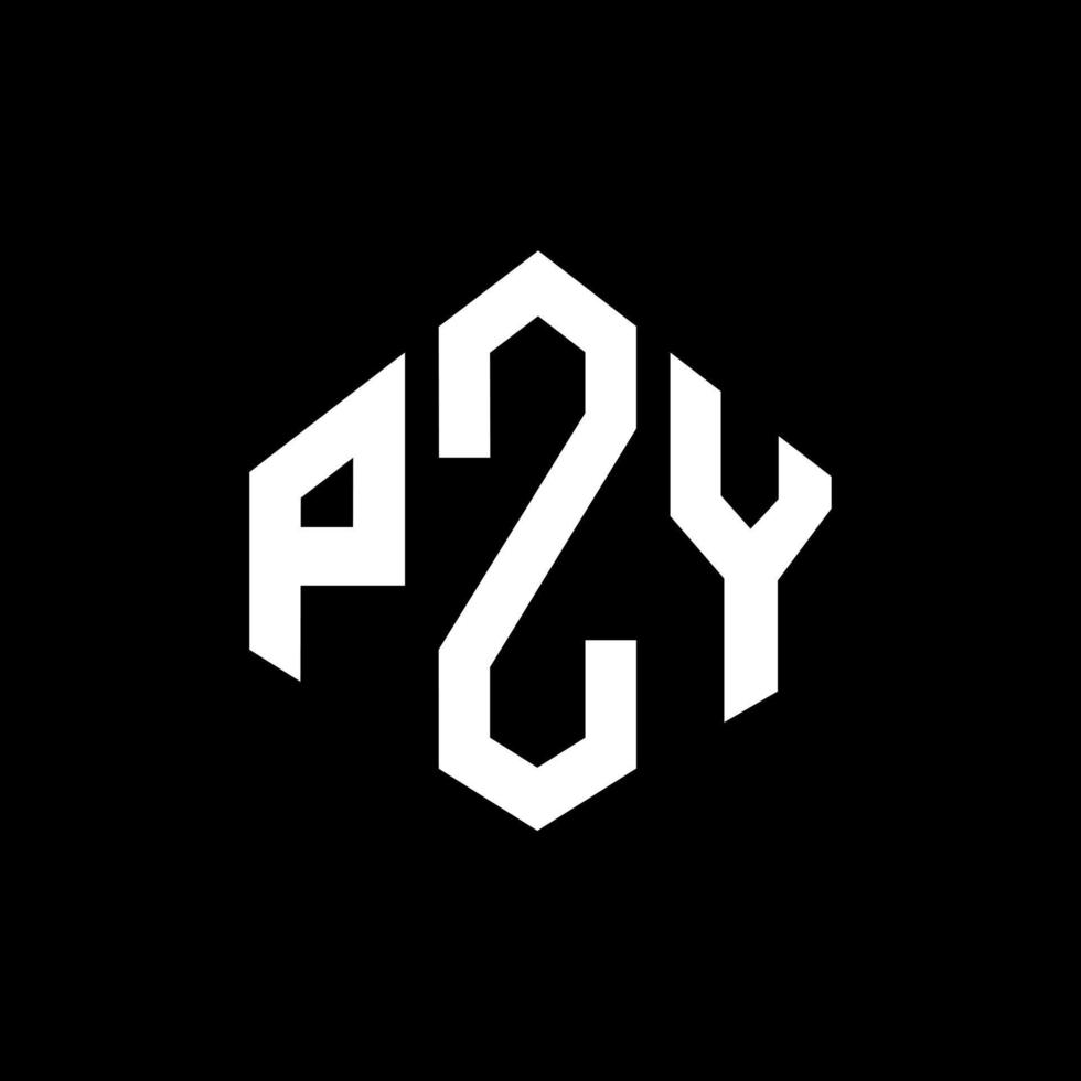 pzy letter logo-ontwerp met veelhoekvorm. pzy veelhoek en kubusvorm logo-ontwerp. pzy zeshoek vector logo sjabloon witte en zwarte kleuren. pzy monogram, business en onroerend goed logo.