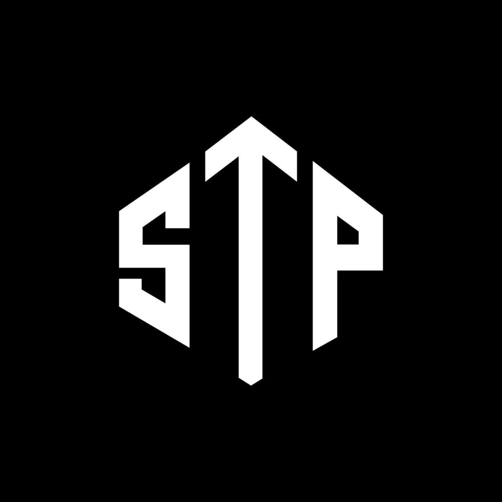 stp letter logo-ontwerp met veelhoekvorm. stp veelhoek en kubusvorm logo-ontwerp. stp zeshoek vector logo sjabloon witte en zwarte kleuren. stp monogram, business en onroerend goed logo.