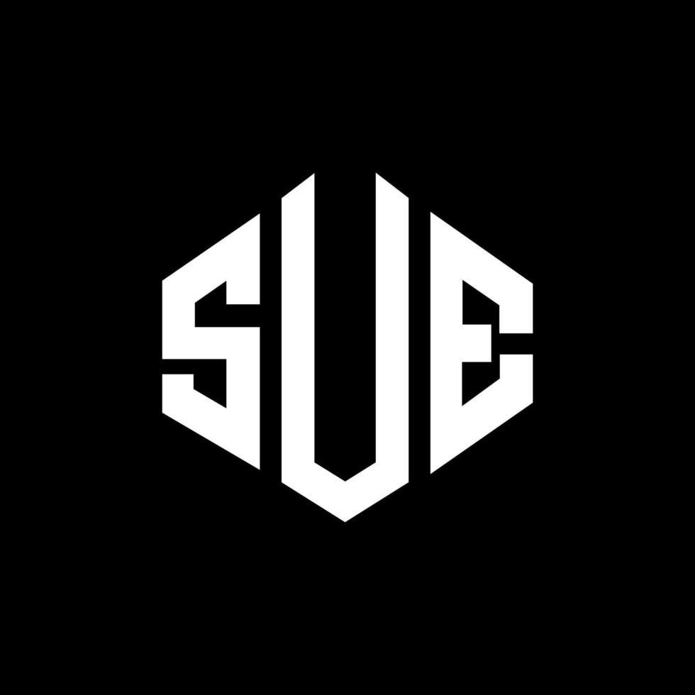 sue letter logo-ontwerp met veelhoekvorm. sue veelhoek en kubusvorm logo-ontwerp. aanklagen zeshoek vector logo sjabloon witte en zwarte kleuren. Sue monogram, business en onroerend goed logo.