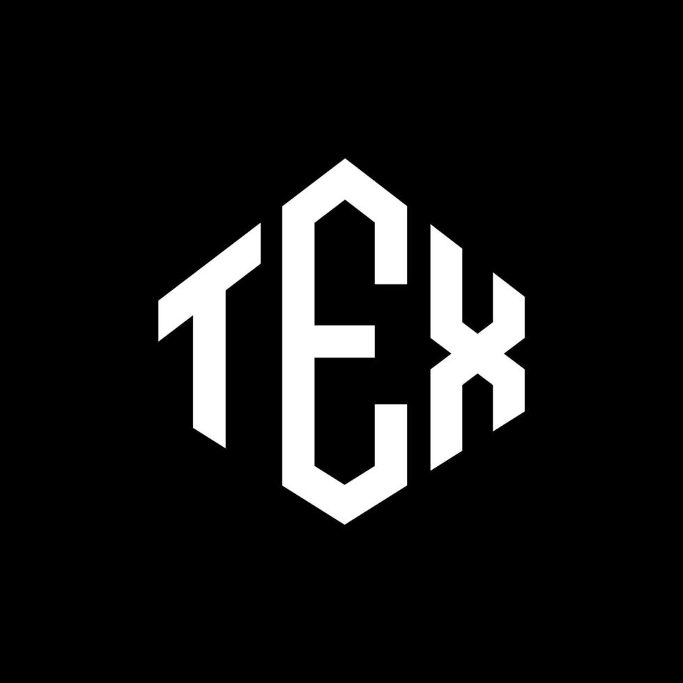 tex letter logo-ontwerp met veelhoekvorm. tex veelhoek en kubusvorm logo-ontwerp. tex zeshoek vector logo sjabloon witte en zwarte kleuren. tex monogram, business en onroerend goed logo.