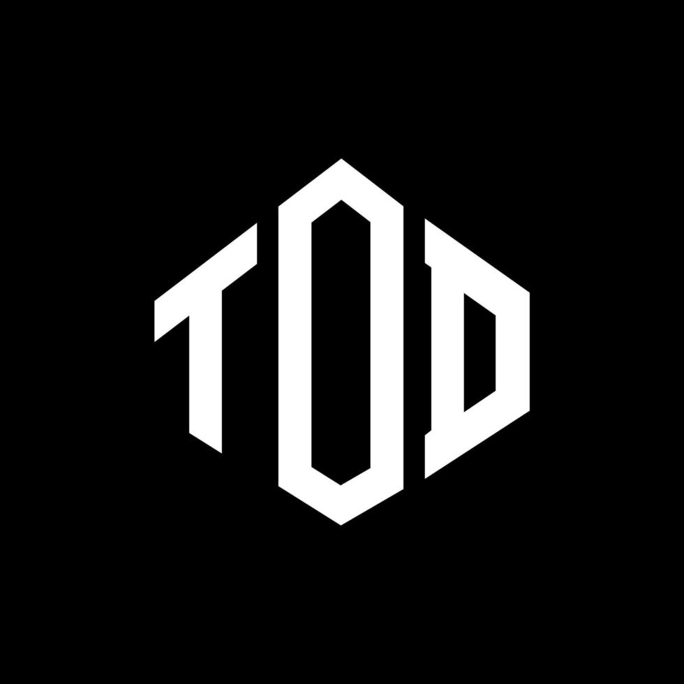 tod letter logo-ontwerp met veelhoekvorm. tod veelhoek en kubusvorm logo-ontwerp. tod zeshoek vector logo sjabloon witte en zwarte kleuren. tod monogram, business en onroerend goed logo.