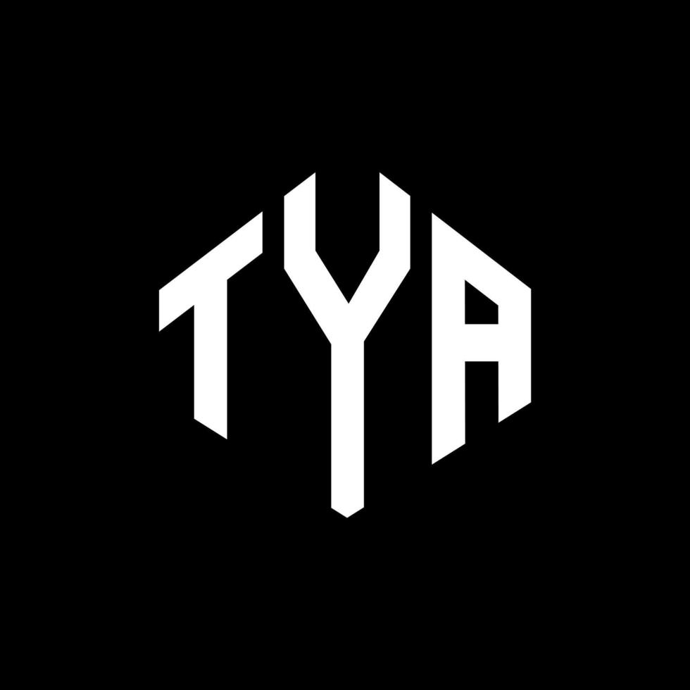 tya letter logo-ontwerp met veelhoekvorm. tya veelhoek en kubusvorm logo-ontwerp. tya zeshoek vector logo sjabloon witte en zwarte kleuren. tya monogram, business en onroerend goed logo.