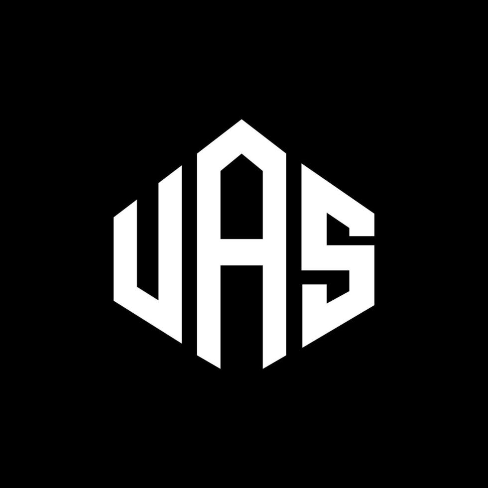 uas letter logo-ontwerp met veelhoekvorm. uas veelhoek en kubusvorm logo-ontwerp. uas zeshoek vector logo sjabloon witte en zwarte kleuren. uas-monogram, bedrijfs- en onroerendgoedlogo.