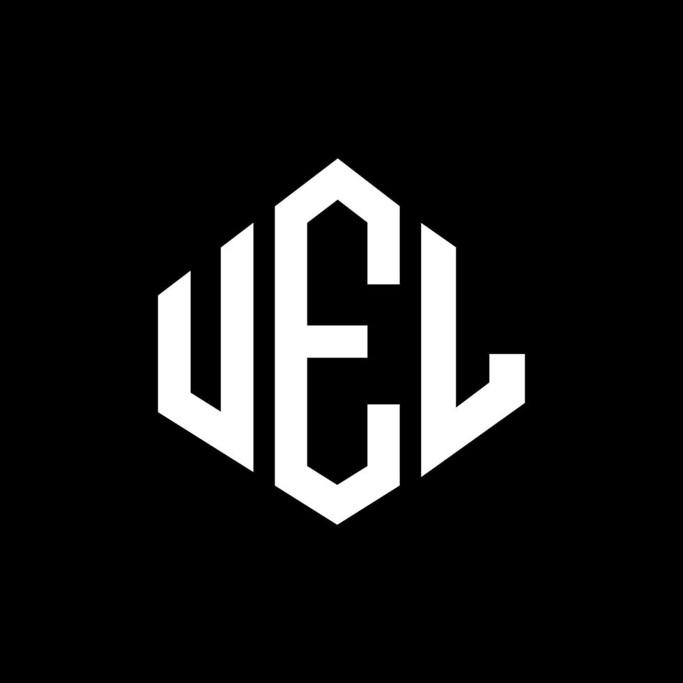 uel letter logo-ontwerp met veelhoekvorm. uel veelhoek en kubusvorm logo-ontwerp. uel zeshoek vector logo sjabloon witte en zwarte kleuren. uel monogram, bedrijfs- en onroerend goed logo.