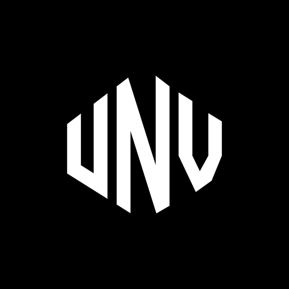 unv letter logo-ontwerp met veelhoekvorm. unv veelhoek en kubusvorm logo-ontwerp. unv zeshoek vector logo sjabloon witte en zwarte kleuren. unv-monogram, bedrijfs- en onroerendgoedlogo.