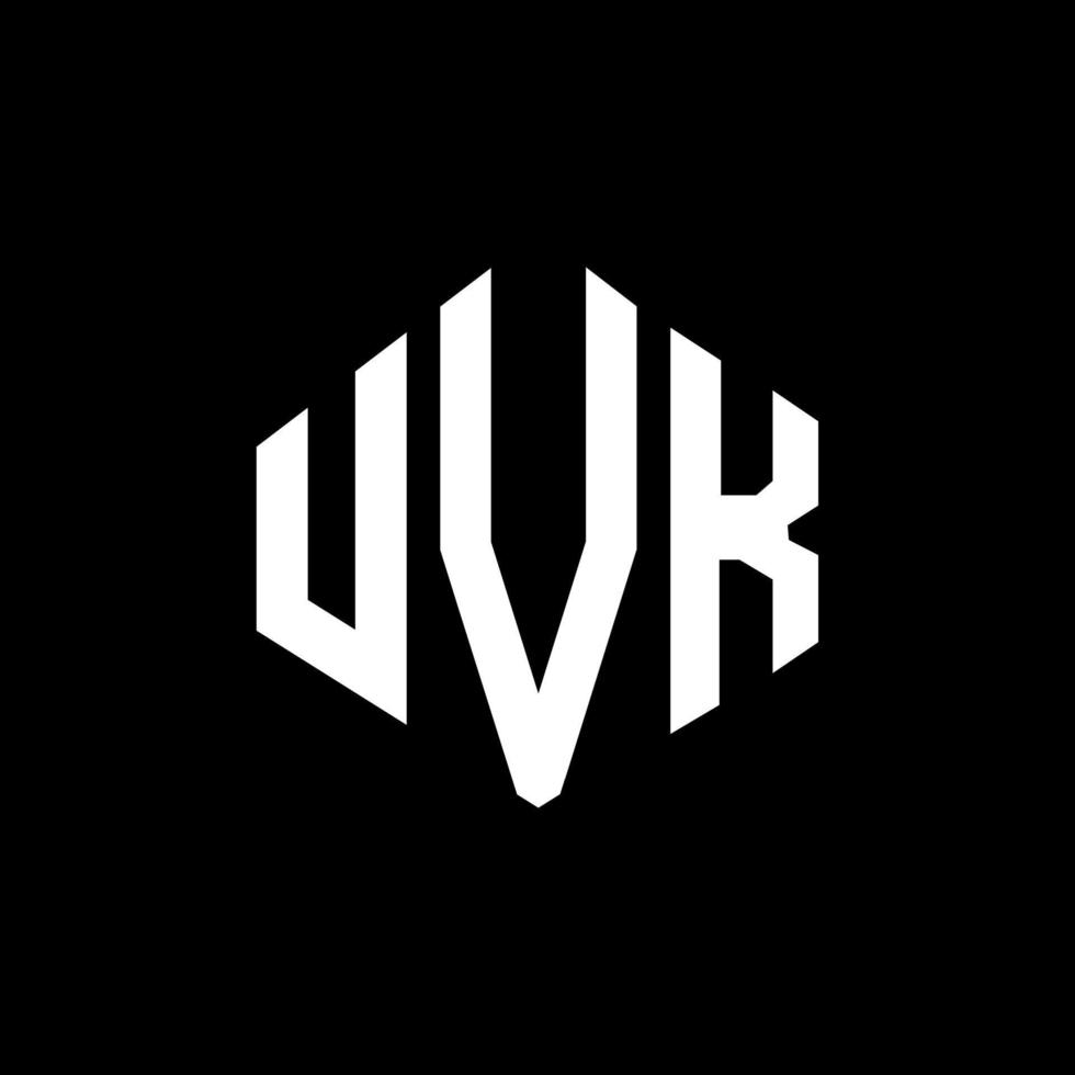 uvk letter logo-ontwerp met veelhoekvorm. uvk veelhoek en kubusvorm logo-ontwerp. uvk zeshoek vector logo sjabloon witte en zwarte kleuren. uvk-monogram, bedrijfs- en onroerendgoedlogo.