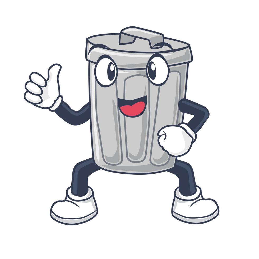 prullenbak bin mascotte vectorillustratie vector