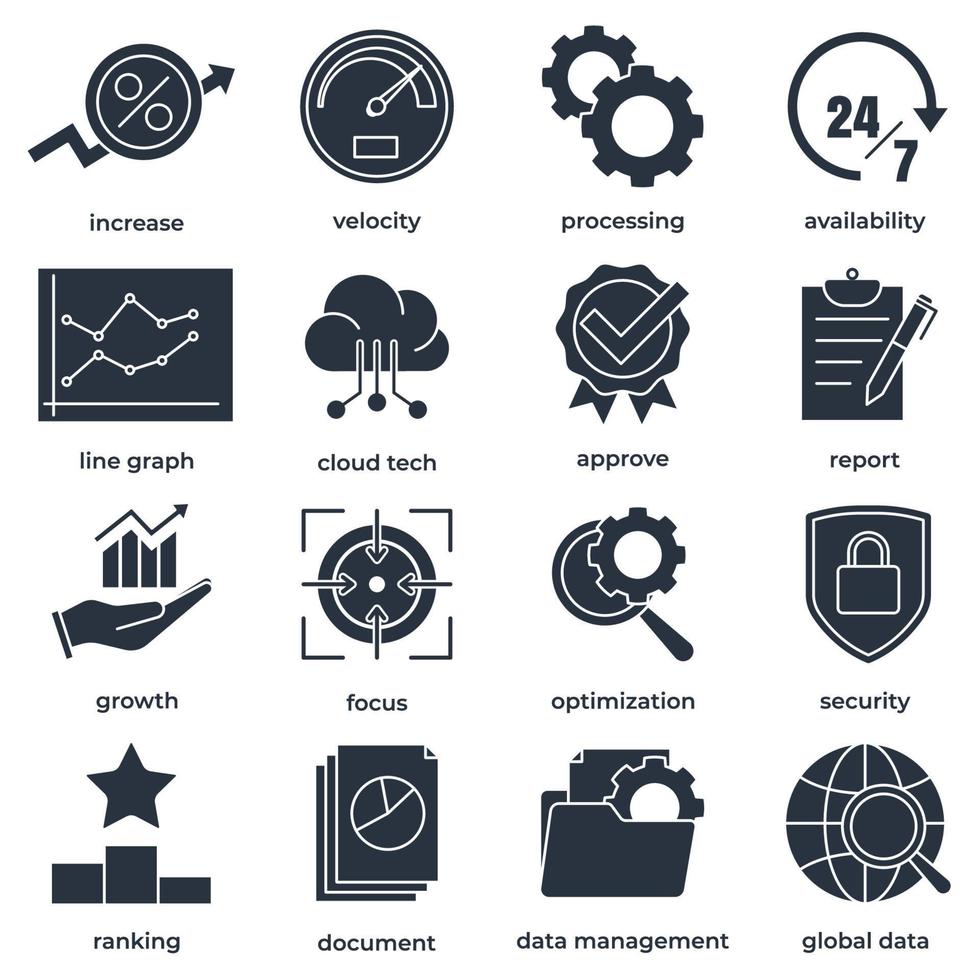 set van data-analyse pictogram logo vectorillustratie. symboolsjabloon voor gegevensanalysepakket voor verzameling van grafische en webdesign vector