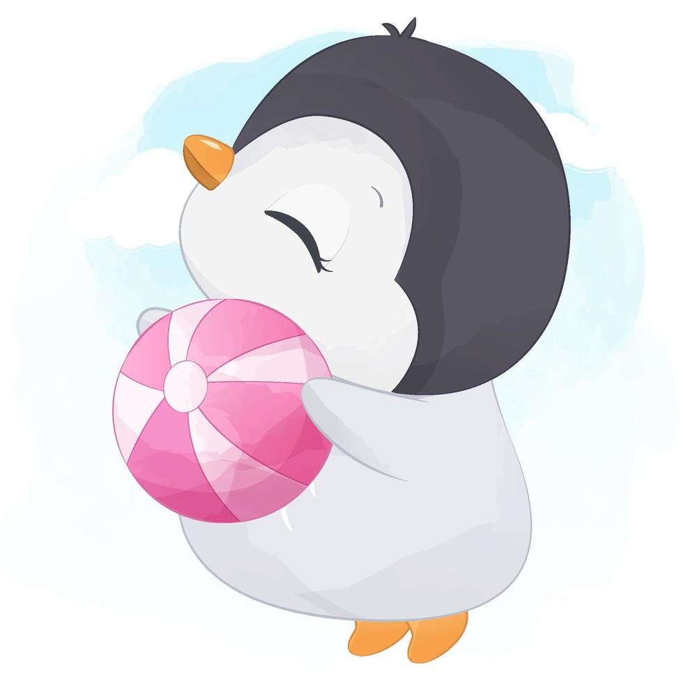 schattige zomer pinguïn illustratie vector