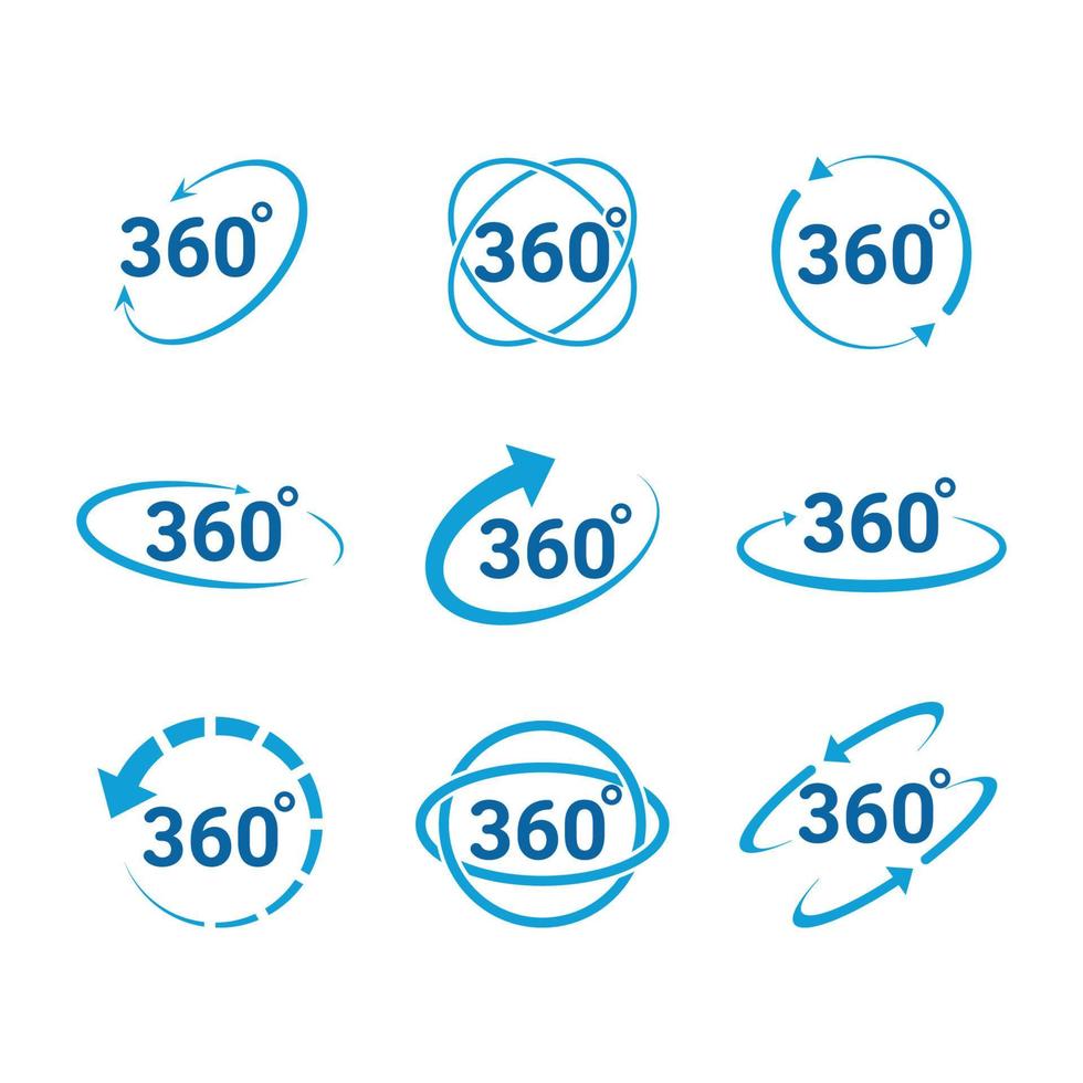 set van 360 graden technologie logo's vector