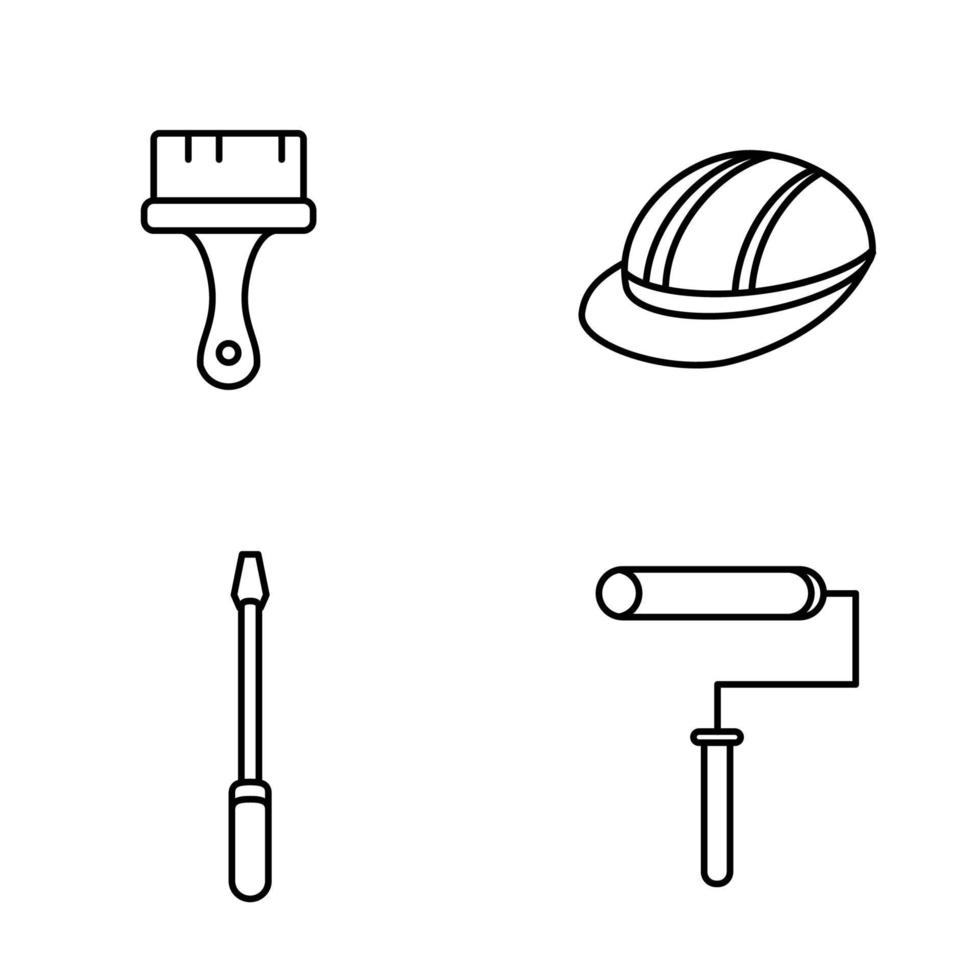 arbeidsgereedschappictogram, industriële gereedschapspictogramillustratie, arbeidsreparatieapparatuur vector