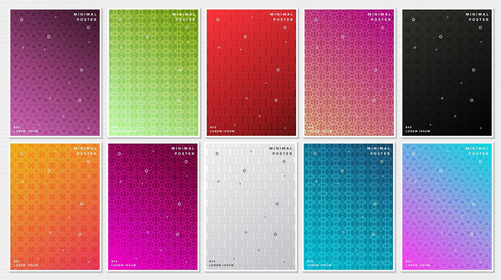 kleurrijke patroon minimale covers set vector