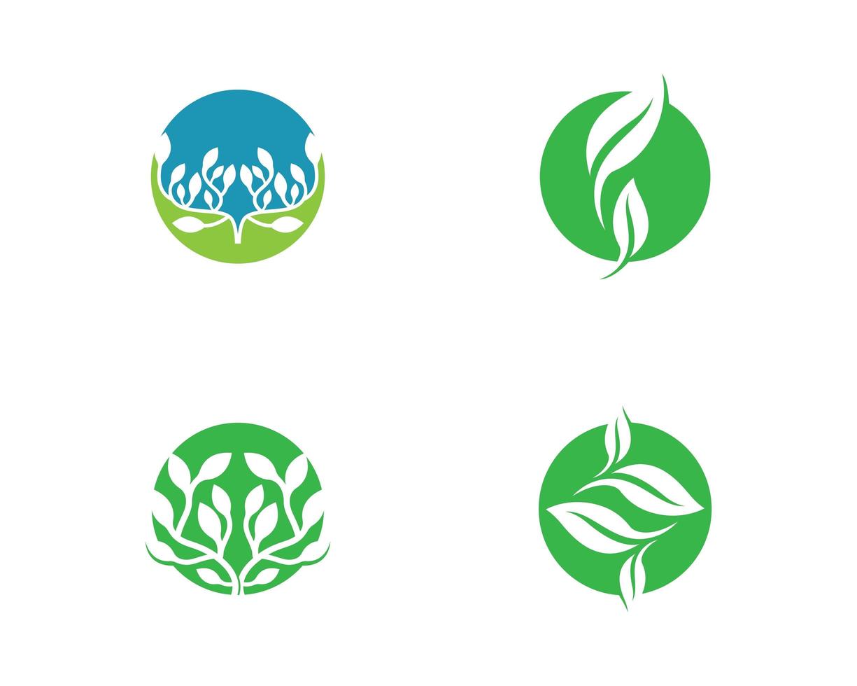 groene blad ecologie logo set vector