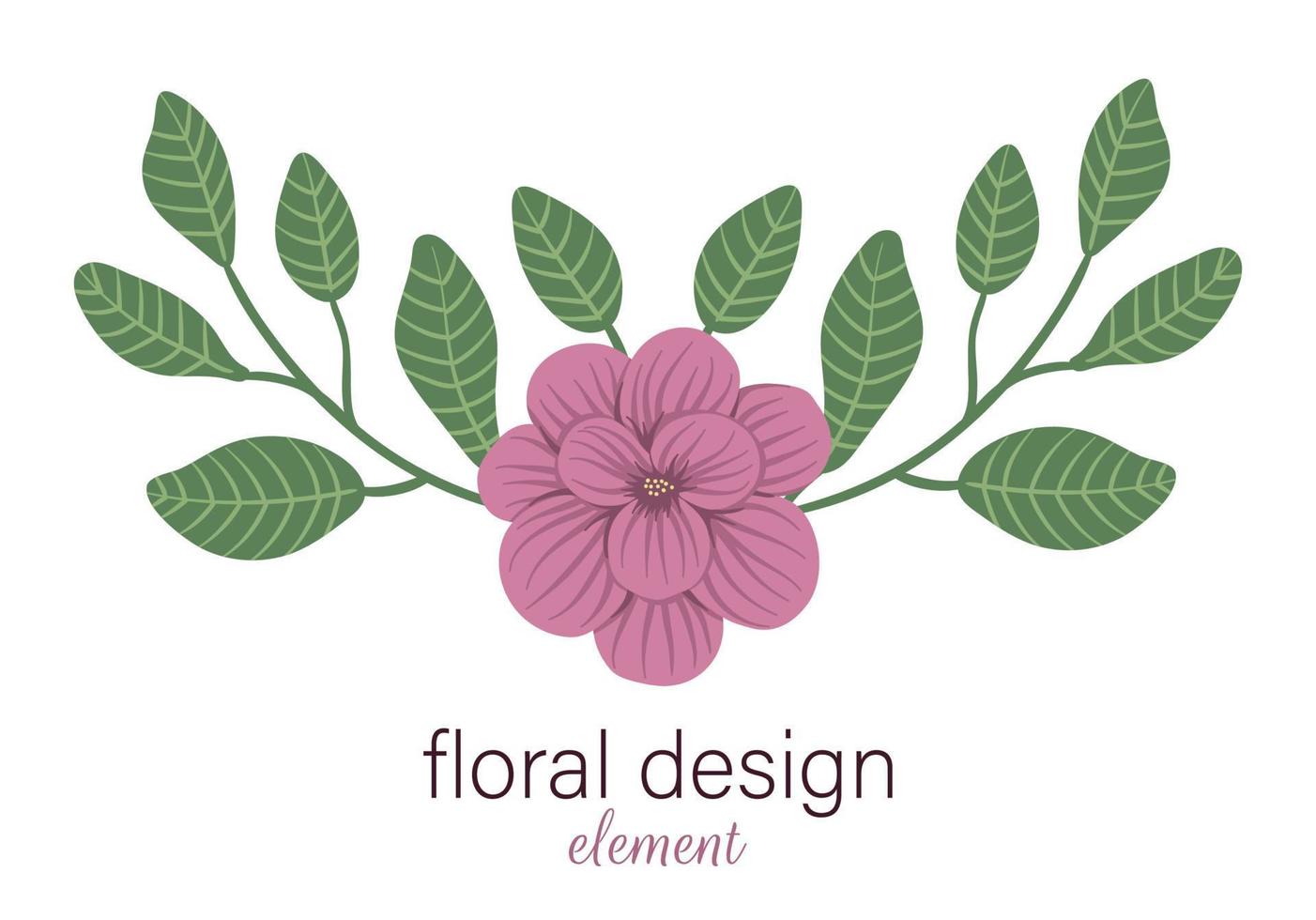 vector bloemen horizontaal decoratief element. platte trendy illustratie met bloemen, bladeren, takken. weide, bos, bos illustraties. mooi lente- of zomerboeket dat op witte achtergrond wordt geïsoleerd