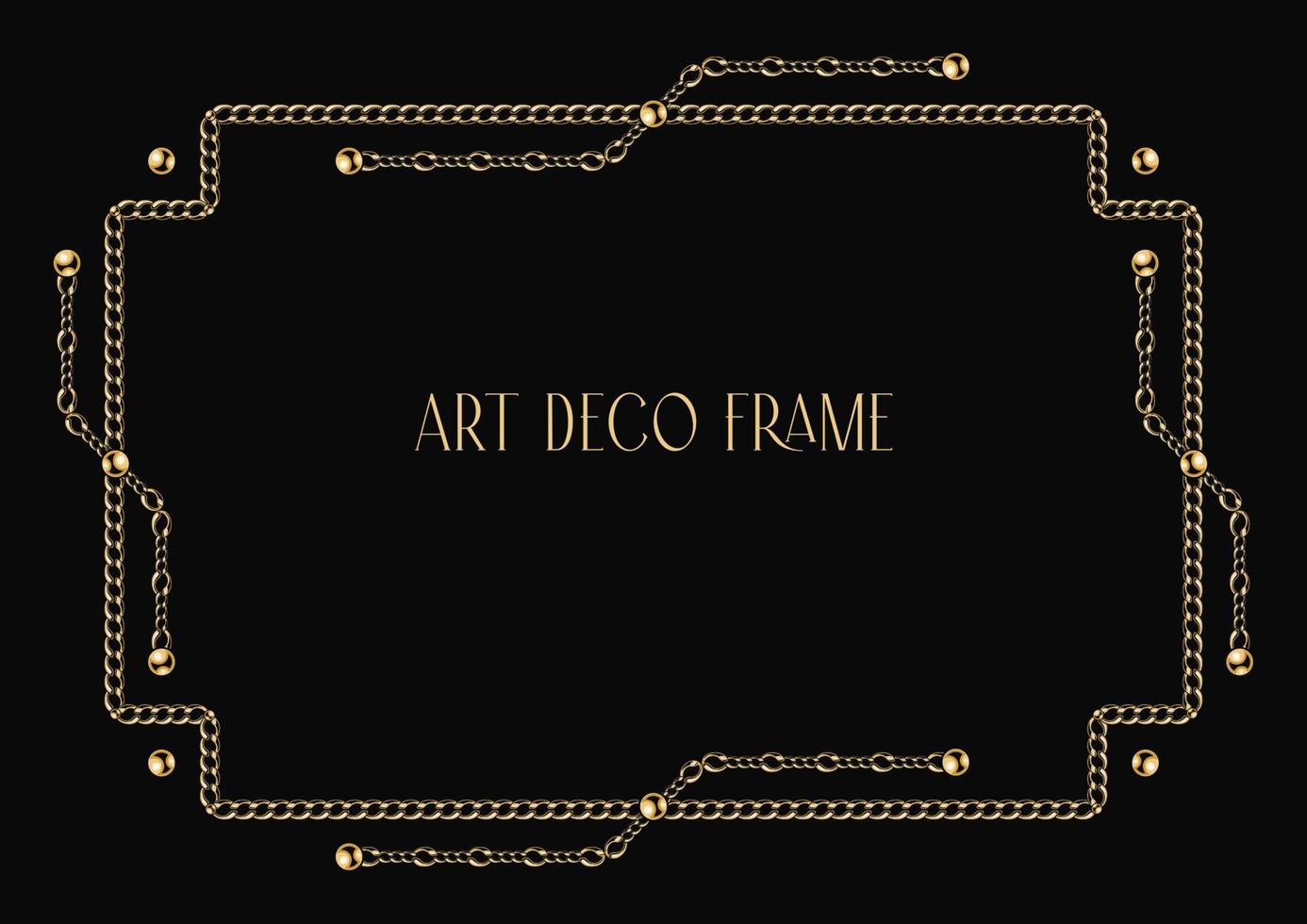 art deco geometrisch frame gemaakt van ketting en kralen vector