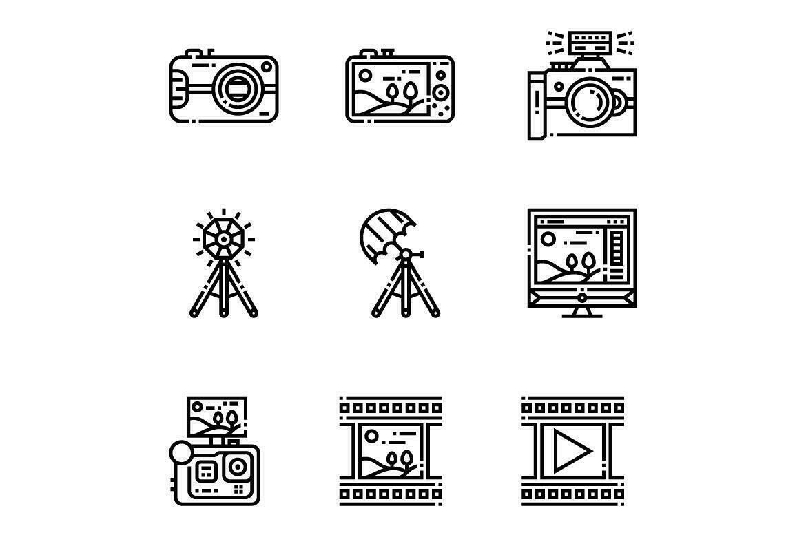 schetsen fotografie pictogrammen vector