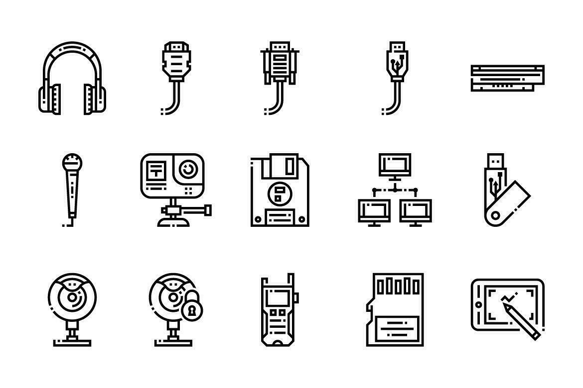 computer en elektronische elementenpictogrammen vector