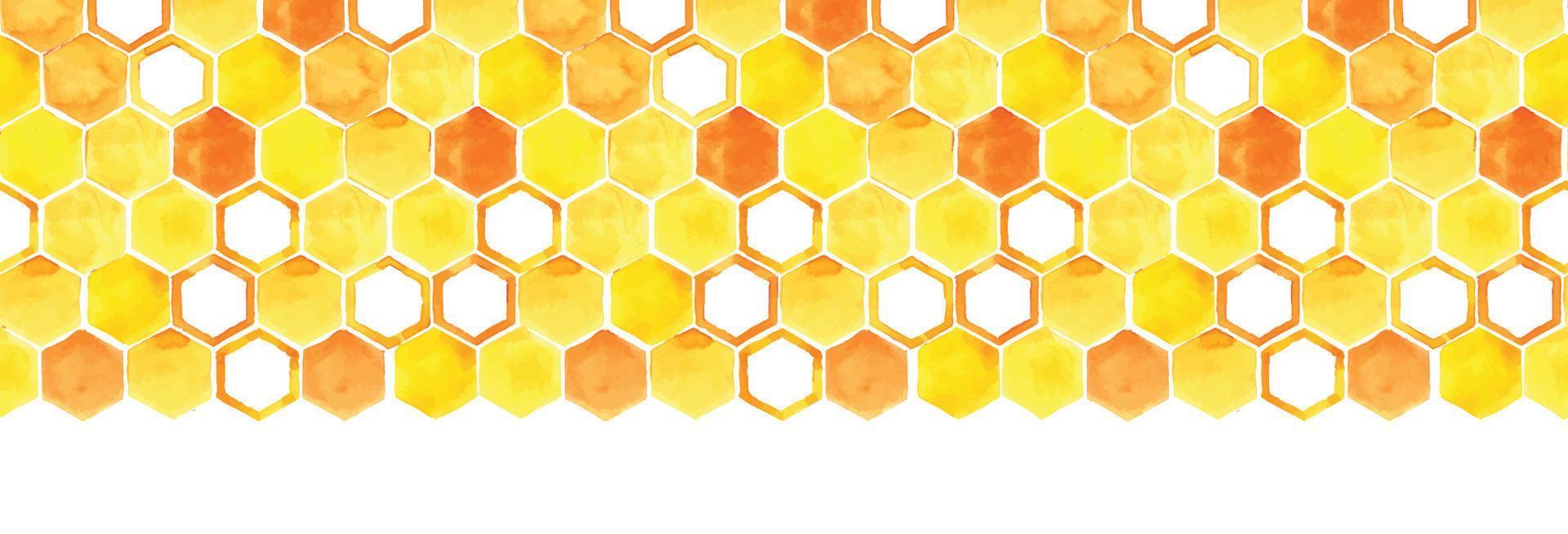 naadloze aquarel grens met honingraat. gele en oranje honingraat met honing op een witte achtergrond. naadloos patroon, webbanner. illustratie over het thema honing, bijenteelt, landbouw, eco foo vector