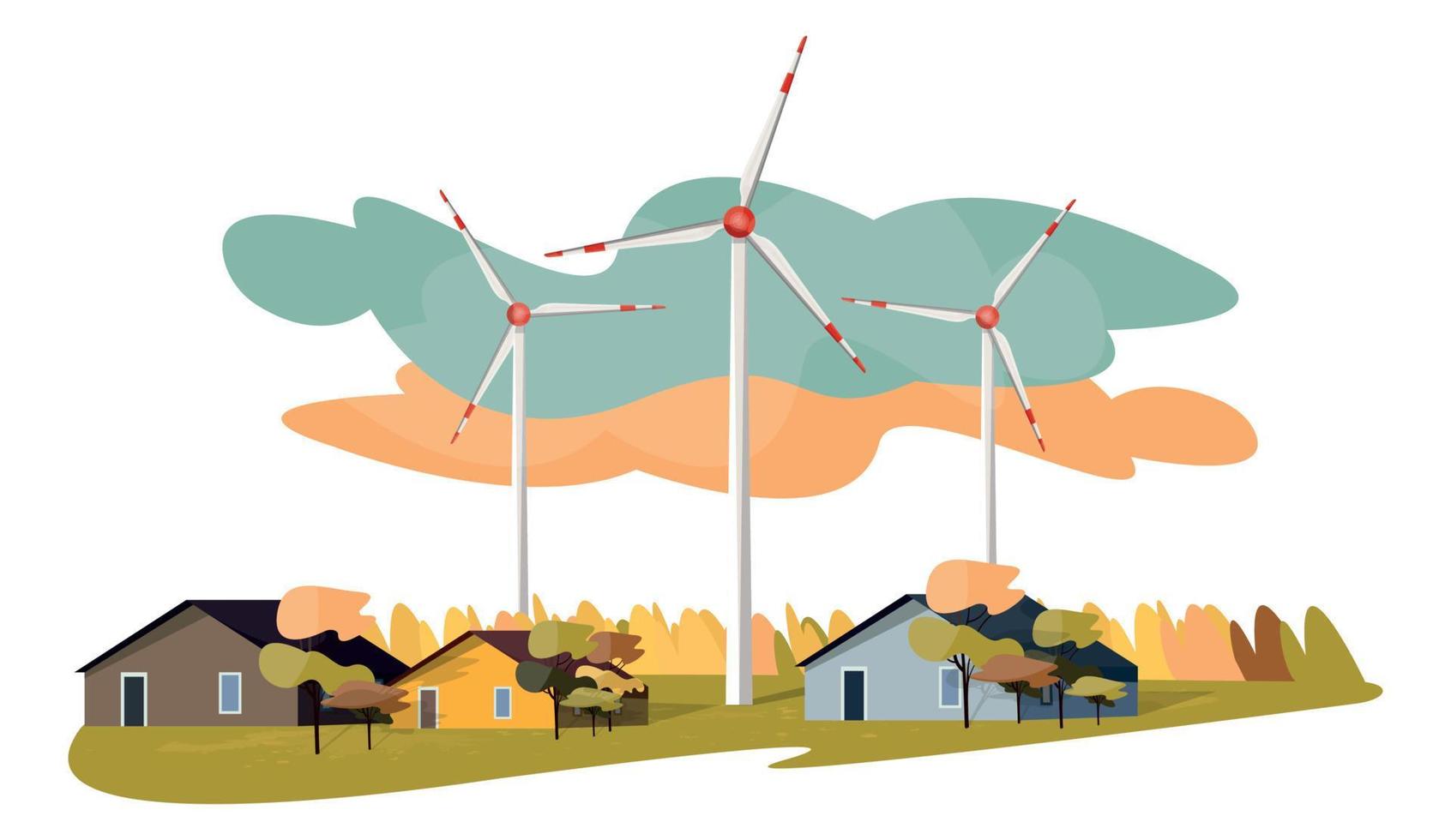 illustratie van een windmolenpark vector