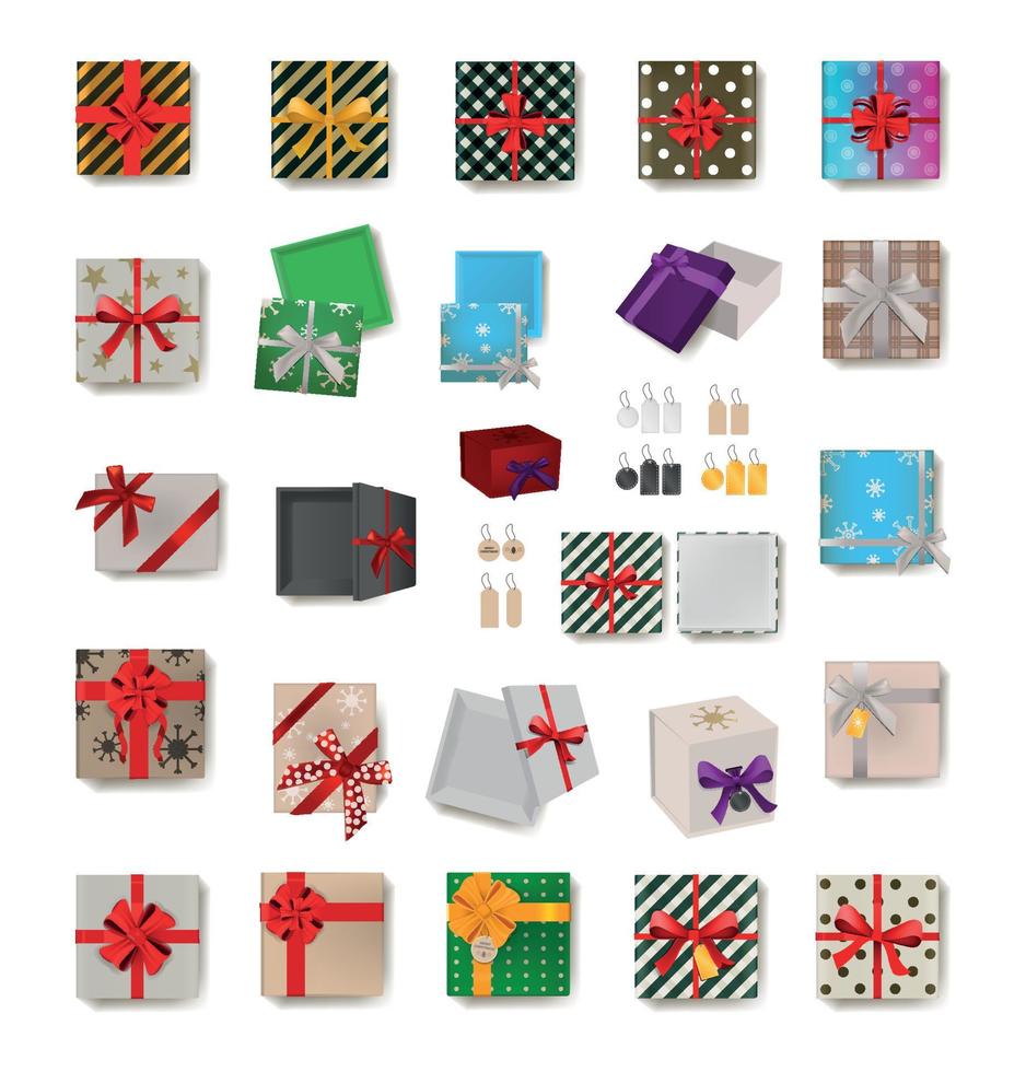 set realistische geschenkdozen vector