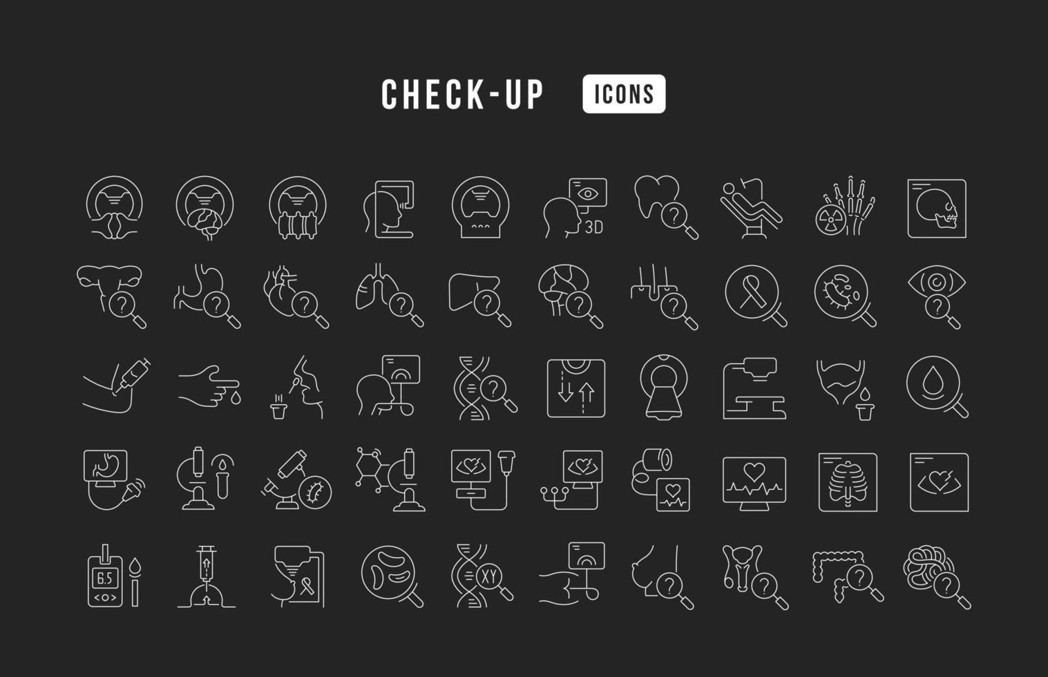 set van lineaire iconen van check-up vector