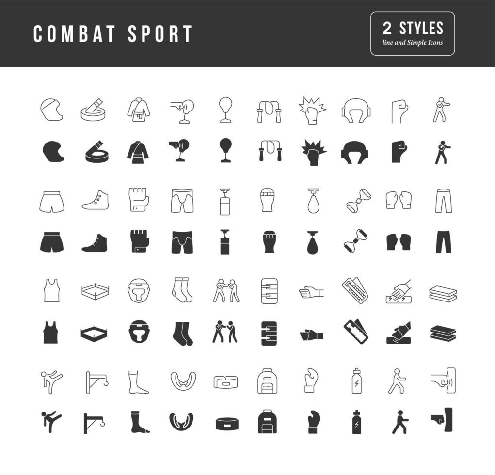 set van eenvoudige iconen van vechtsport vector