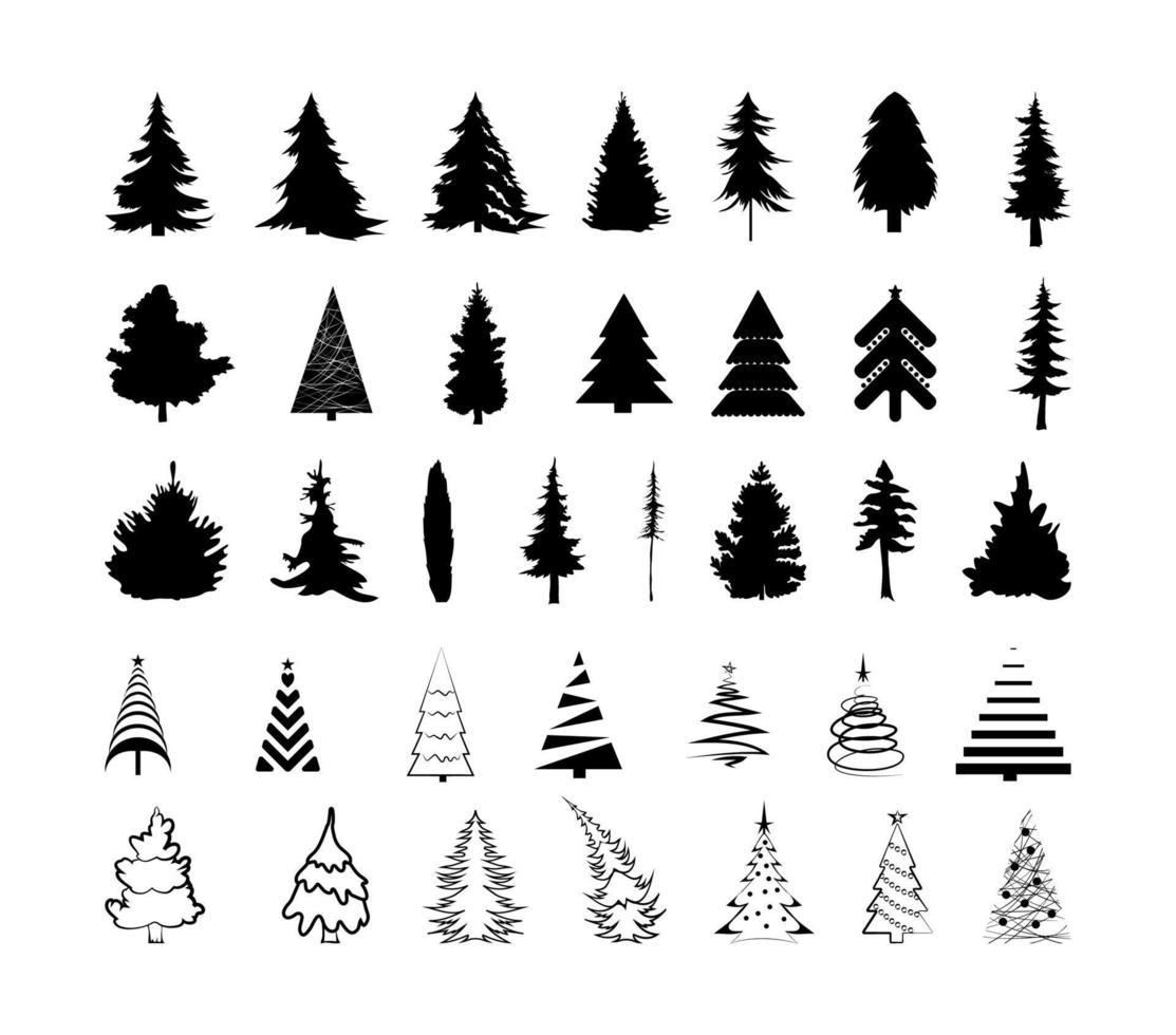 kerstbomen zwarte collectie vector